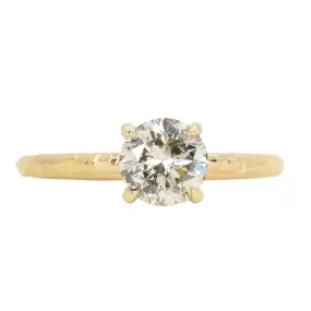 1.10ct Round Salt And Pepper Diamond Evergreen Solitaire in 14k Yellow Gold