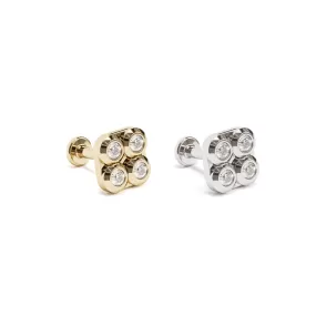 14K Gold Diamond Square Stud