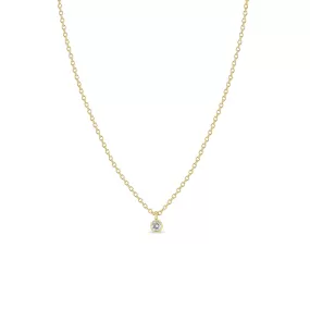 14k Single Diamond Bezel Pendant Necklace