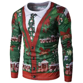 3D Christmas Crew Neck Mens Shirt