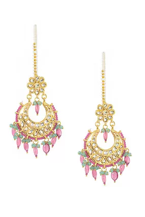 Alloy Kundan Earring in Gold and White