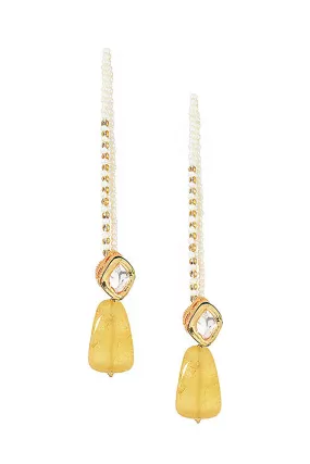 Alloy Kundan Studs Earring in Yellow and White