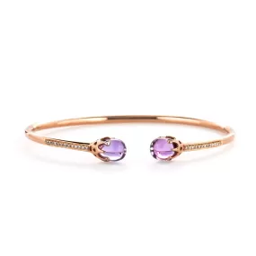 Amethyst Cuff Bangle with Diamonds