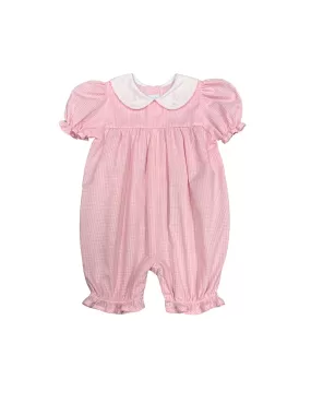 Auraluz Pink Check Sitting Bunny Shortall