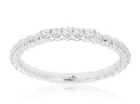 Beaded White Gold Diamond Stackable Ring