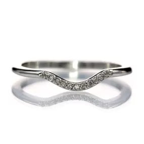 Cecilia Band - C-Shape Contoured Accented Diamond Sterling Silver Shadow Ring, Ready to Ship