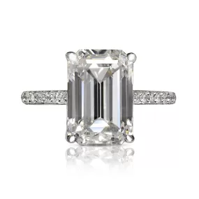 CHARLOTTE 6 CARAT EMERALD CUT F COLOR VVS2 CLARITY DIAMOND ENGAGEMENT RING 18K WHITE GOLD GIA CERTIFIED 5 CT F VVS2 BY MIKE NEKTA