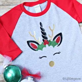 CHRISTMAS UNICORN Children's Raglan T-Shirt - CHRISTMAS UNICORN Kids Raglan Tee