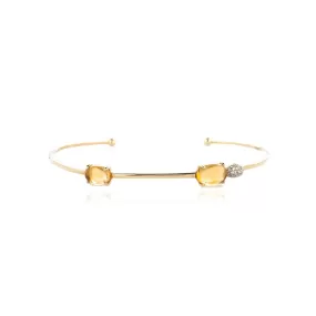 Citrine and Diamond Cluster Heirloom Cuff Bangle