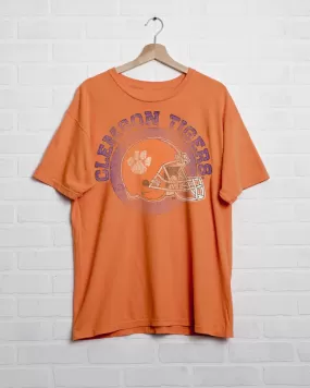 Clemson Tigers Helmet Circle Orange Thrifted Tee