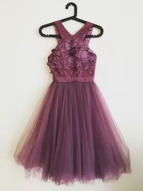 Cocktail Party Homecoming Dress Grape Lace Cheap Homecoming Dress ER183