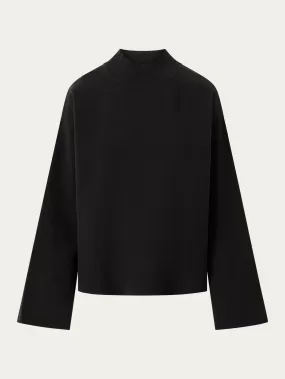 Cotton high neck knit - Black Jet