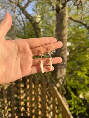 Crystal Dangling Coyote Fang Earrings