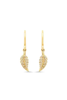 DIAMOND MINI LEAF DROP EARRINGS