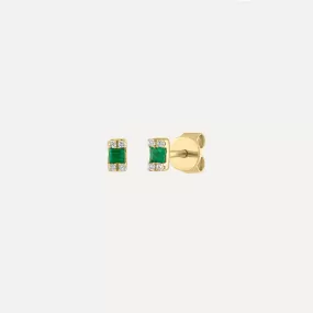 Emerald   Diamond Cluster Stud Earring