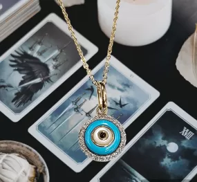 Evil Eye 14kt Gold Enamel Necklace