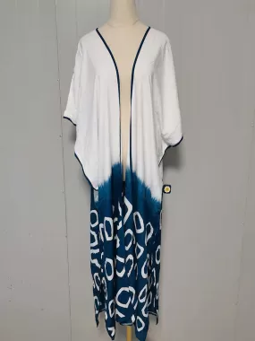 Gift Kimono Half Print White Color Polyester Long Length Gown Kimono