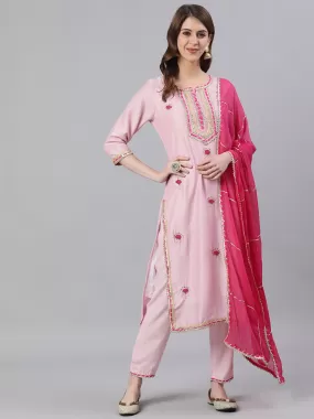 Guldasta: Pink Embroidered Kurta Set