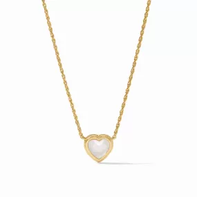 Julie Vos Heart Delicate Necklace, Clear Crystal