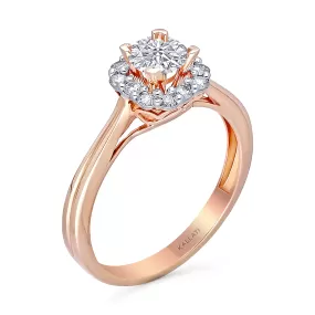 Kallati Eternal Round Halo Diamond Engagement Ring in 14K Rose Gold