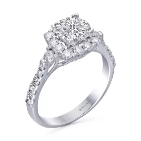 Kallati Eternal Round Halo Diamond Engagement Ring in 14K White Gold