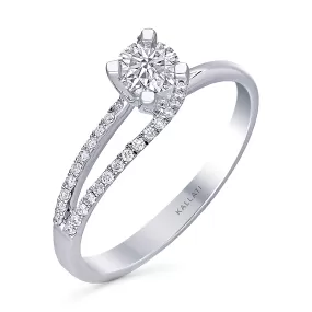 Kallati Eternal Round  Solitaire Diamond Engagement Ring  in 14K White Gold