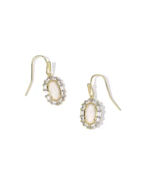 Kendra Scott Lee Crystal Frame Dangle Earrings in Ivory Mother of Pearl and Gold