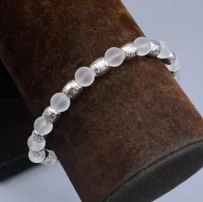 Matte Quartz Beaded Stretch Bracelet