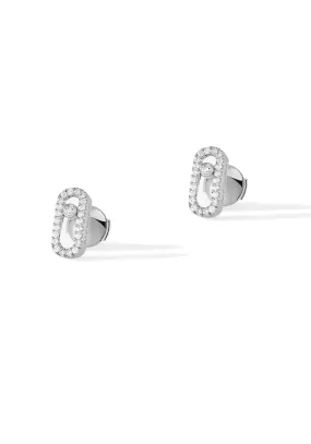 Messika Move Uno 18KWG Pavé Diamond Stud Earrings