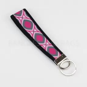 Neoprene Wrist Key Chain - Pink / Gray Geometric