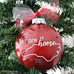 Our New Home Christmas Ornament with State Outline | Realtor Ornament | Personalized Glitter