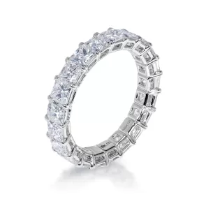 Penny 4 Carat Princess Cut Diamond Eternity Band in 18k White Gold Shared Prong