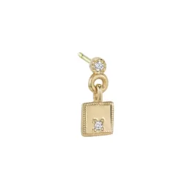 Square Diamond Mirror Dangle Earring (Single)