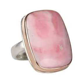 Vertical Rectangular Pink Peruvian Opal Ring