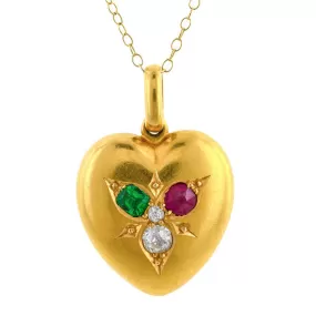 Victorian Emerald, Ruby & Diamond Heart Locket