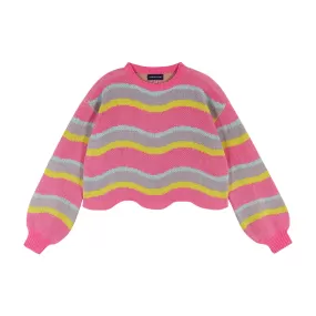 Wavy Chenille Hem Sweater (Size 7 -16 Years) | Pink