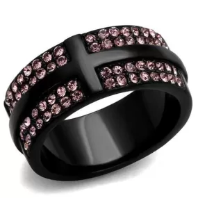 WildKlass Stainless Steel Ring IP Women Top Grade Crystal Light Amethyst