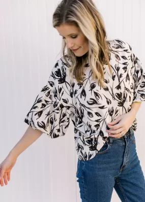 X Creamy Black Floral Top